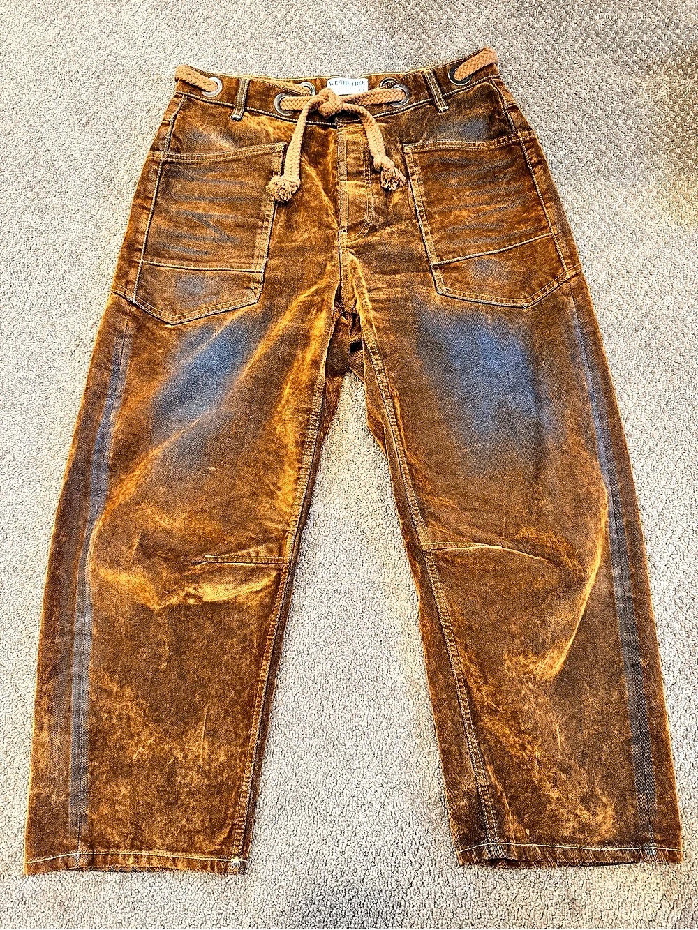 We The Free Moxie Flocked Barrel Jeans Waist 30 Brown